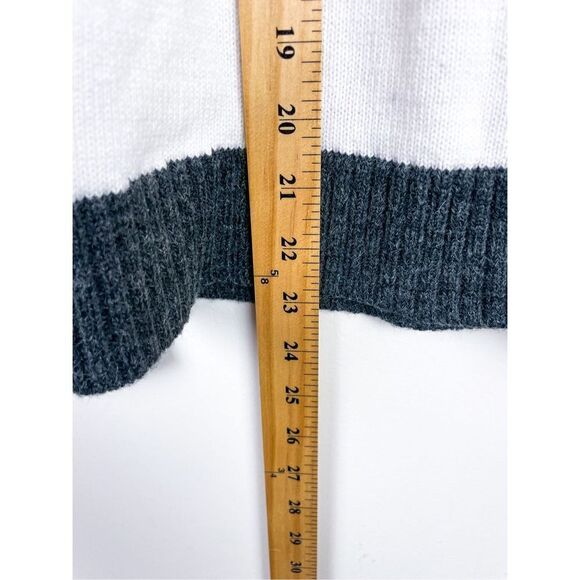 Between Me and You Cotton and Wool Blend Ivory Dark Gray Knit Loose Fit Sweater - Picture 8 of 9